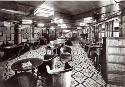 Sala di lettura nel transatlantico Ile de France, 1926 da French Photographer